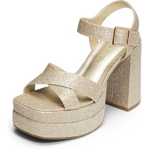 image:imageDREAM PAIRS Womens Platform Chunky Heels Square Open Toe Ankle Strap High Heeled Sandals Y2K Shoes for Party BrunchGoldglitter