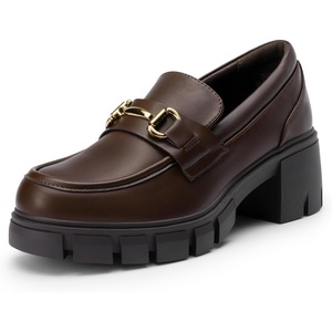 image:imageDREAM PAIRS Womens Platform Chunky LoafersBrown