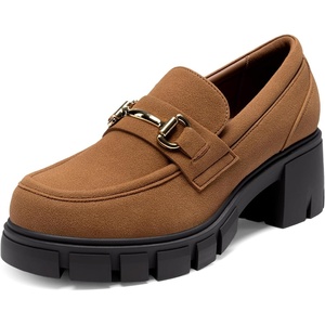 image:imageDREAM PAIRS Womens Platform Chunky LoafersLight Brown