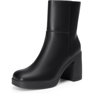 image:imageDREAM PAIRS Womens Platform Gogo Ankle Boots Chunky High Heels Square Toe Comfort Party Dress Side Zipper Booties Shoes for WomenBlack