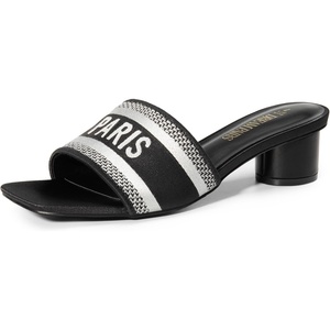 image:imageDREAM PAIRS Womens Square Open Toe Slip on Heels for women Low Block Chunky Heeled Sandals Slide Sandals Comfortable Casual Fashion Pumps Shoes