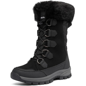 image:imageDREAM PAIRS Womens Waterproof Winter Snow Boots Warm Comfortable Faux Fur Insulated NonSlip Outdoor LaceUp Florin Mid Calf BootiesBlack