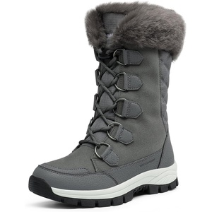 image:imageDREAM PAIRS Womens Waterproof Winter Snow Boots Warm Comfortable Faux Fur Insulated NonSlip Outdoor LaceUp Florin Mid Calf BootiesDarkGrey
