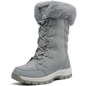 image:imageDREAM PAIRS Womens Waterproof Winter Snow Boots Warm Comfortable Faux Fur Insulated NonSlip Outdoor LaceUp Florin Mid Calf BootiesLightGrey