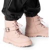 image:imageDREAM PAIRS Boys Girls Ankle Boots Laceup with Buckle Strap Combat boot for ToddlerLittle KidBig KidsPink