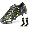 image:imageDREAM PAIRS Boys Girls Soccer Cleats Kids Firm Ground Football Shoes for LittleBig Kid with Soccer SocksBlackNeon GreenGrey