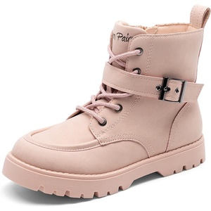 image:imageDREAM PAIRS Boys Girls Ankle Boots Laceup with Buckle Strap Combat boot for ToddlerLittle KidBig KidsPink