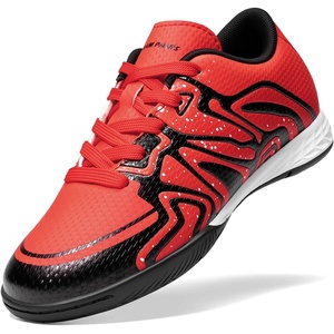 image:imageDREAM PAIRS Boys Girls Indoor Turf Soccer Cleats Lace Up Athletic Youth Futsal Football Casual Shoes for LittleBig KidRedBlack