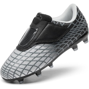 image:imageDREAM PAIRS Boys Girls Soccer Cleats Firm Ground Kids Youth Athletic Outdoor Football ShoesSilverBlack