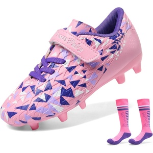 image:imageDREAM PAIRS Boys Girls Soccer Cleats Kids Firm Ground Football Shoes for LittleBig Kid with Soccer SocksPinkPurpleWhite