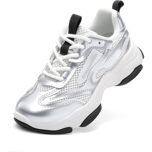 image:imageDREAM PAIRS Kids Girls Sneakers Jelly Sole Lace up Shoes Lightweight Walking Shoes for Girls BoysSilver