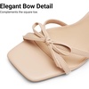 image:imageDREAM PAIRS 2026 Womens Bow Heels Kitten Heels for Women Square Toe Strappy Heeled Sandals Elegant Wedding amp Bridal Bownots Sandals for Formal amp Special OccasionsNude