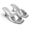 image:imageDREAM PAIRS 2026 Womens Kitten Heels Sandals  Square Toe Slip On Low Heels Heeled Mules Footwear for Everyday Dressy amp Casual OccasionsSilver