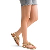 image:imageDREAM PAIRS Flat Sandals for Women Dressy Rhinestone TStrap Thong Flat Sandals for Summers Dress BeachGold
