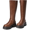 image:imageDREAM PAIRS Knee High Boots Comfortable Chunky Platform RoundToe Side Zip Boots for WomenLight Brown