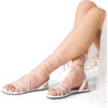 image:imageDREAM PAIRS Laceup Gladiator Sandals Strappy Dressy Summer Flat Sandals for WomenWhite