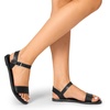 image:imageDREAM PAIRS Womens Ankle Strap Flat Sandals Open Toes One Band Buckle Summer Dressy SandalsBlack Monochrome