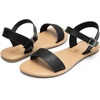 image:imageDREAM PAIRS Womens Ankle Strap Flat Sandals Open Toes One Band Buckle Summer Dressy SandalsBlackGlitter