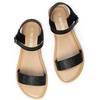 image:imageDREAM PAIRS Womens Ankle Strap Flat Sandals Open Toes One Band Buckle Summer Dressy SandalsBlackGlitter
