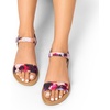 image:imageDREAM PAIRS Womens Ankle Strap Flat Sandals Open Toes One Band Buckle Summer Dressy SandalsFloral