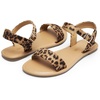 image:imageDREAM PAIRS Womens Ankle Strap Flat Sandals Open Toes One Band Buckle Summer Dressy SandalsLeopard