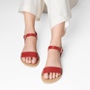 image:imageDREAM PAIRS Womens Ankle Strap Flat Sandals Open Toes One Band Buckle Summer Dressy SandalsRed