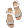 image:imageDREAM PAIRS Womens Ankle Strap Flat Sandals Open Toes One Band Buckle Summer Dressy SandalsSilverWhiteGlitter