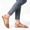 image:imageDREAM PAIRS Womens Ankle Strap Flat Sandals Open Toes One Band Buckle Summer Dressy SandalsTan