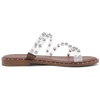 image:imageDREAM PAIRS Womens Clear Studded Rhinestone Slide Sandals Slip on Open Toe Cute Flat Sandals for SummerClearRhinestone