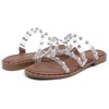 image:imageDREAM PAIRS Womens Clear Studded Rhinestone Slide Sandals Slip on Open Toe Cute Flat Sandals for SummerClearRhinestone