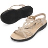 image:imageDREAM PAIRS Womens Comfort Dressy Rhinestone Summer Beach Sandals Slipon Flat Walking Orthopedic Sandals with Elastica Back StrapGold