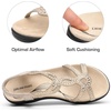 image:imageDREAM PAIRS Womens Comfort Dressy Rhinestone Summer Beach Sandals Slipon Flat Walking Orthopedic Sandals with Elastica Back StrapGold