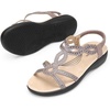 image:imageDREAM PAIRS Womens Comfort Dressy Rhinestone Summer Beach Sandals Slipon Flat Walking Orthopedic Sandals with Elastica Back StrapGrey