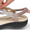 image:imageDREAM PAIRS Womens Comfort Dressy Rhinestone Summer Beach Sandals Slipon Flat Walking Orthopedic Sandals with Elastica Back StrapGrey