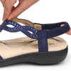 image:imageDREAM PAIRS Womens Comfort Dressy Rhinestone Summer Beach Sandals Slipon Flat Walking Orthopedic Sandals with Elastica Back StrapNavy