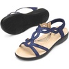 image:imageDREAM PAIRS Womens Comfort Dressy Rhinestone Summer Beach Sandals Slipon Flat Walking Orthopedic Sandals with Elastica Back StrapNavy