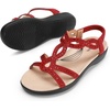 image:imageDREAM PAIRS Womens Comfort Dressy Rhinestone Summer Beach Sandals Slipon Flat Walking Orthopedic Sandals with Elastica Back StrapRed