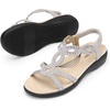 image:imageDREAM PAIRS Womens Comfort Dressy Rhinestone Summer Beach Sandals Slipon Flat Walking Orthopedic Sandals with Elastica Back StrapSilver