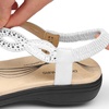 image:imageDREAM PAIRS Womens Comfort Dressy Rhinestone Summer Beach Sandals Slipon Flat Walking Orthopedic Sandals with Elastica Back StrapWhite