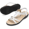 image:imageDREAM PAIRS Womens Comfort Dressy Rhinestone Summer Beach Sandals Slipon Flat Walking Orthopedic Sandals with Elastica Back StrapWhite
