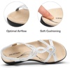 image:imageDREAM PAIRS Womens Comfort Dressy Rhinestone Summer Beach Sandals Slipon Flat Walking Orthopedic Sandals with Elastica Back StrapWhite