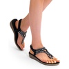 image:imageDREAM PAIRS Womens Comfortable Dressy Flat Sandals Rhinestone Elastic TStrap Thong Sandals for Summer BeachBlack