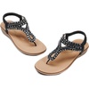 image:imageDREAM PAIRS Womens Comfortable Dressy Flat Sandals Rhinestone Elastic TStrap Thong Sandals for Summer BeachBlackBrownnubuck