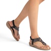 image:imageDREAM PAIRS Womens Comfortable Dressy Flat Sandals Rhinestone Elastic TStrap Thong Sandals for Summer BeachBlackBrownnubuck
