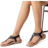 image:imageDREAM PAIRS Womens Comfortable Dressy Flat Sandals Rhinestone Elastic TStrap Thong Sandals for Summer BeachBlackBrownnubuck