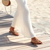 image:imageDREAM PAIRS Womens Dressy Slide Sandals Slipon Comfortable Slides Fashion Casual Open Toe Summer Beach SandalsBrownraffia