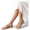 image:imageDREAM PAIRS Womens Flat Sandals Dressy Summer Stappy Comfortable Ankle Elastic TStrap Beach Thong SandalsGold