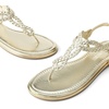 image:imageDREAM PAIRS Womens Flat Sandals Dressy Summer Stappy Comfortable Ankle Elastic TStrap Beach Thong SandalsGold