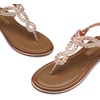 image:imageDREAM PAIRS Womens Flat Sandals Dressy Summer Stappy Comfortable Ankle Elastic TStrap Beach Thong SandalsRose Goldmetallic