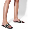 image:imageDREAM PAIRS Womens Flat Sandals Slip On Slides Sandals Square Open Toe Jacquard Braided Fashion Slides Casual Beach Slippers for SummerAll Black